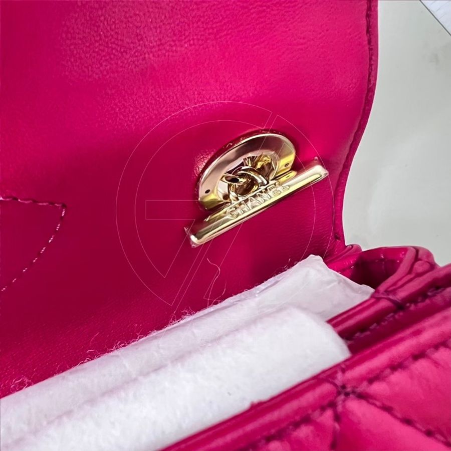 CHANEL Trendy CC  25  菱格紋手把口蓋包   小羊皮/玫金釦、鍊-20