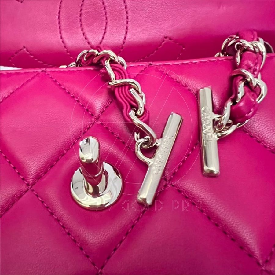 CHANEL Trendy CC  25  菱格紋手把口蓋包   小羊皮/玫金釦、鍊-22