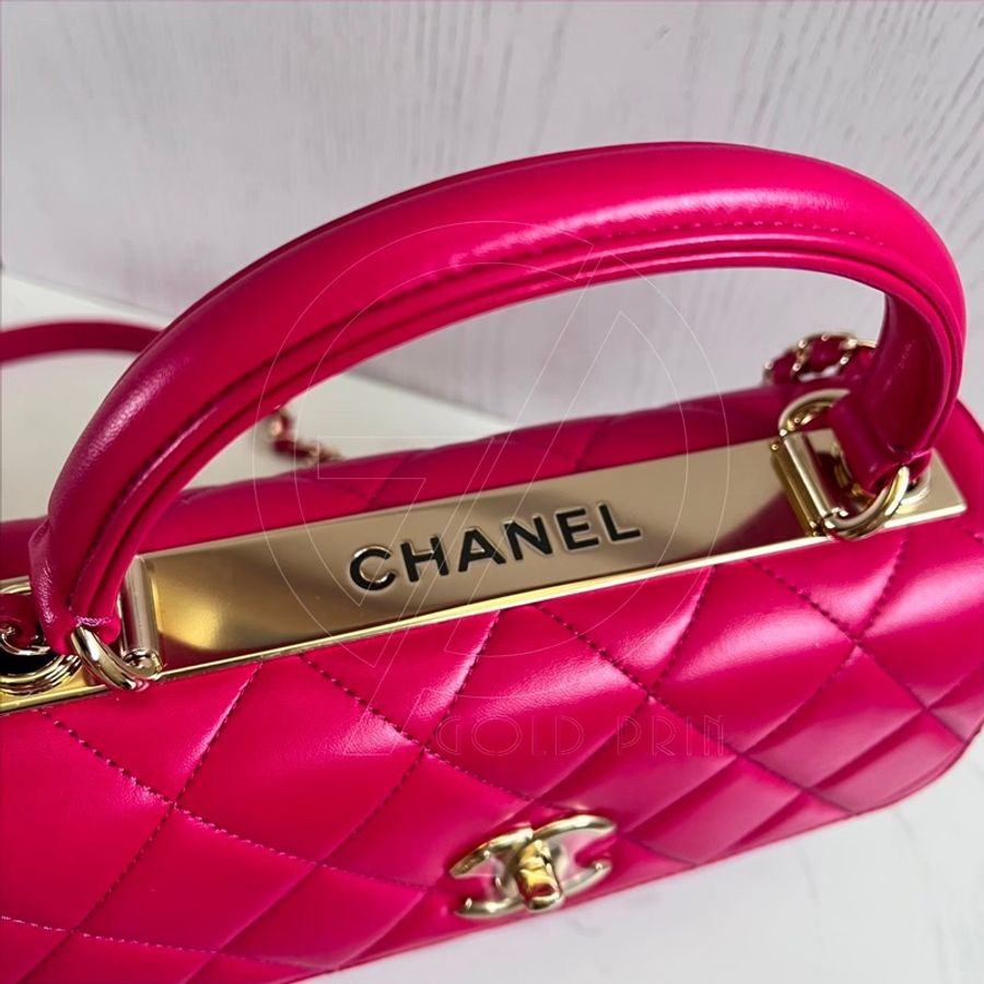 CHANEL Trendy CC  25  菱格紋手把口蓋包   小羊皮/玫金釦、鍊-27