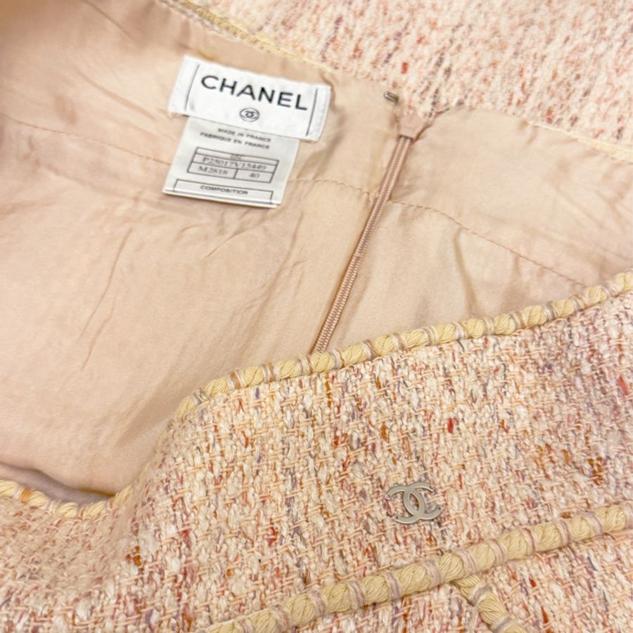 🍒CHANEL 淡粉色系花呢裙 size:40 /2F240319-1-5
