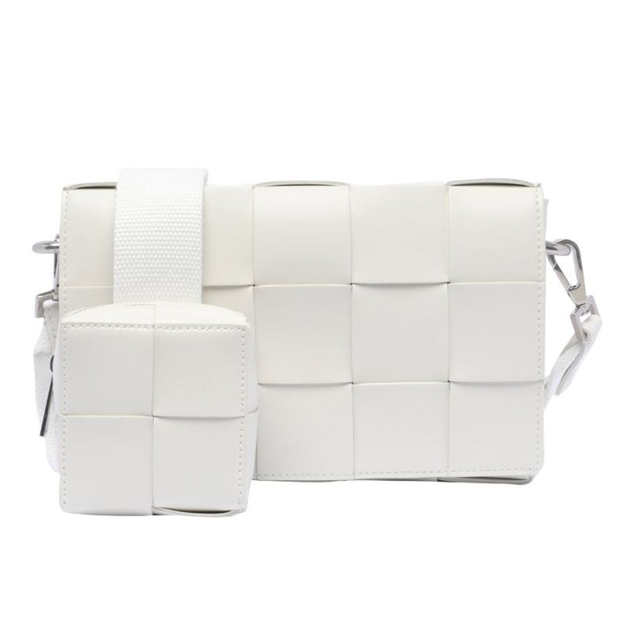 Bottega Veneta 741777 小款 Cassette 二合一編織包 白色/付可拆卸小包及功能肩帶《2024季度新品》-4