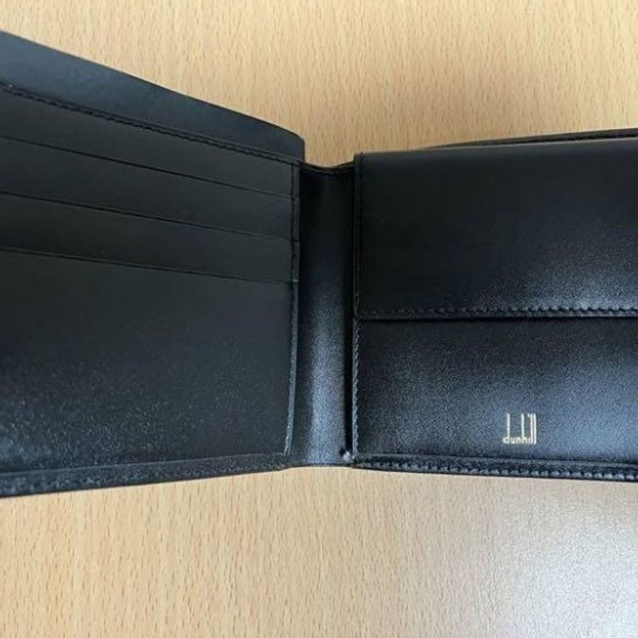 【珍華堂】Dunhill登喜路-黑色雙折短皮夾(小牛皮)-全新品-2