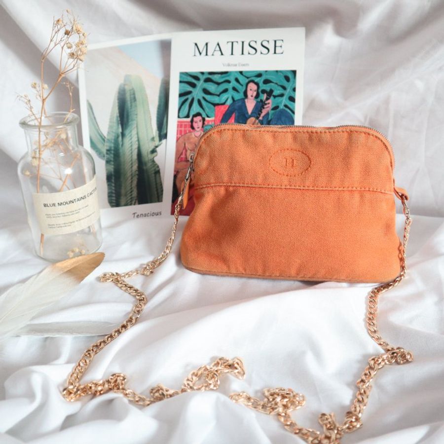 新品上架 現貨 🔥💖 ✨Hermes 帆布小包 HERMES 小包包 HERMES 帆布包 經典橙色-4
