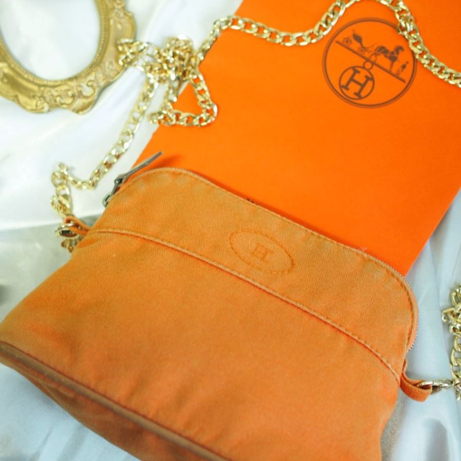 新品上架 現貨 🔥💖 ✨Hermes 帆布小包 HERMES 小包包 HERMES 帆布包 經典橙色-10