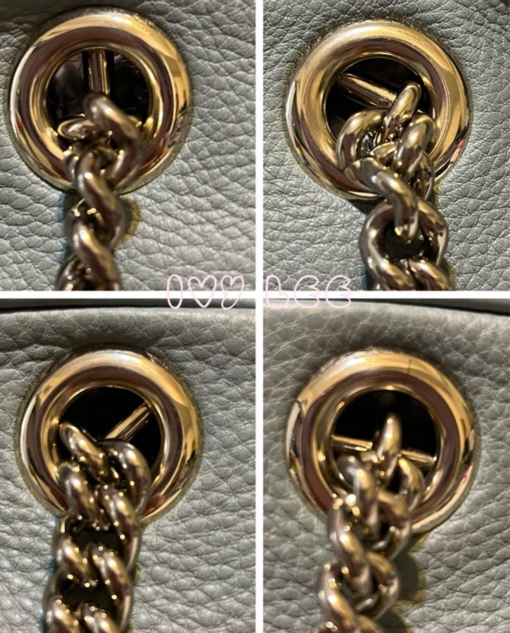 GUCCI 308983 牛皮灰藍綠色 soho 銀鍊 流蘇 肩背包/手提包 二手精品-13