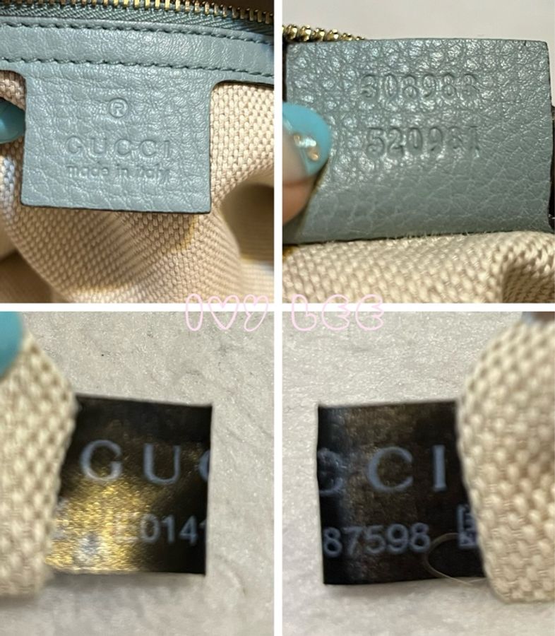 GUCCI 308983 牛皮灰藍綠色 soho 銀鍊 流蘇 肩背包/手提包 二手精品-15