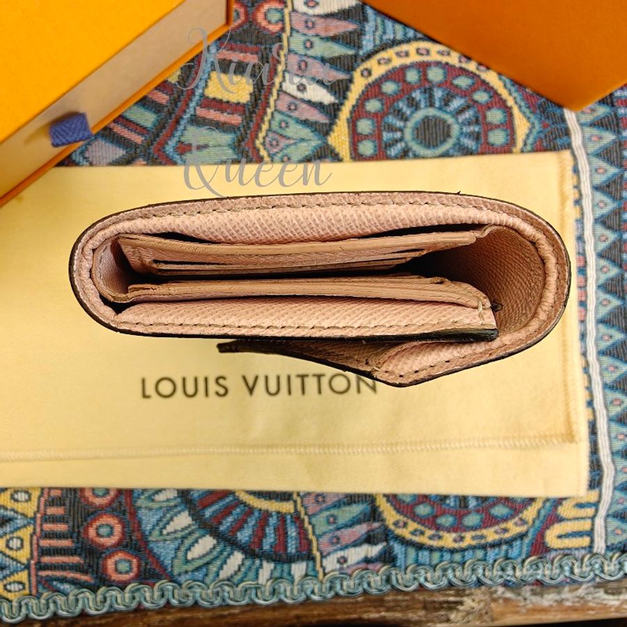 🔥Louis Vuitton LV 老花 信封 粉紅 錢包 皮夾 短夾 銀包 散紙包 零錢格 wallet-15