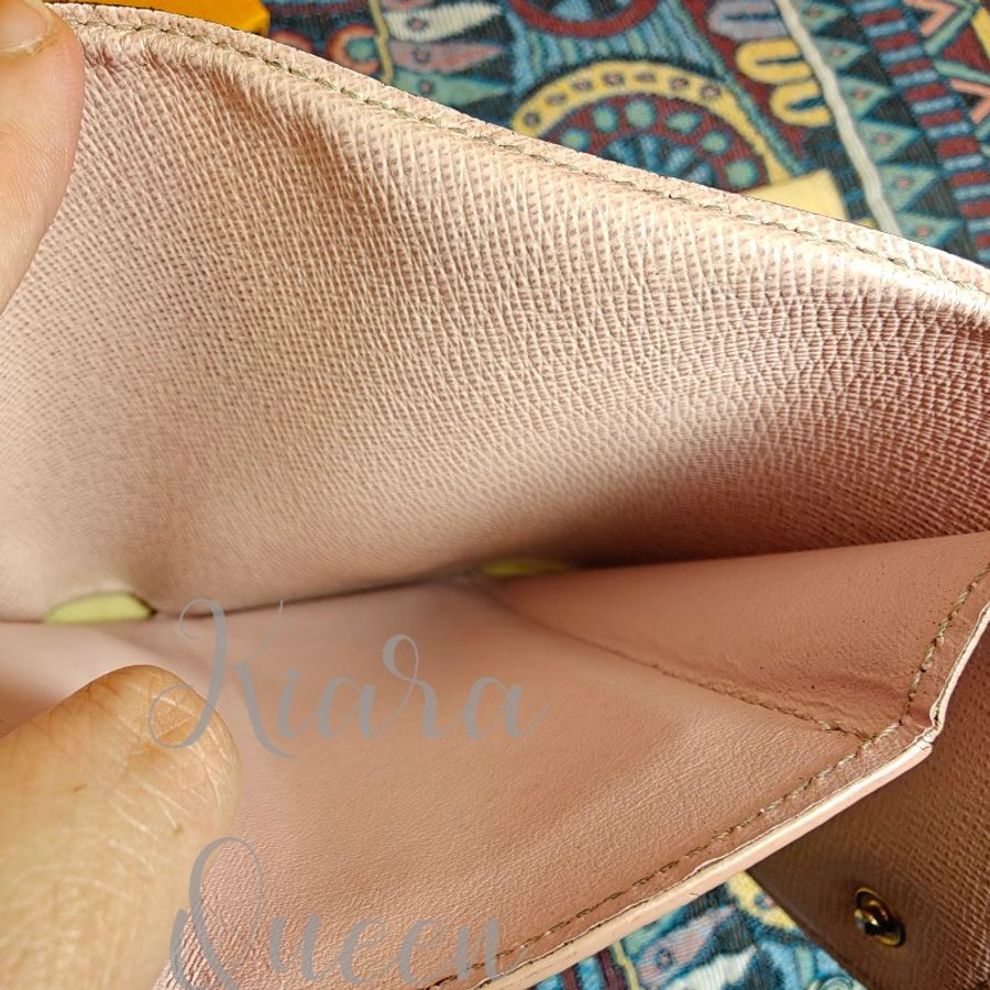 🔥Louis Vuitton LV 老花 信封 粉紅 錢包 皮夾 短夾 銀包 散紙包 零錢格 wallet-12