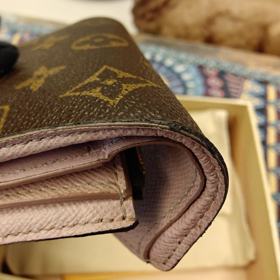 🔥Louis Vuitton LV 老花 信封 粉紅 錢包 皮夾 短夾 銀包 散紙包 零錢格 wallet-22