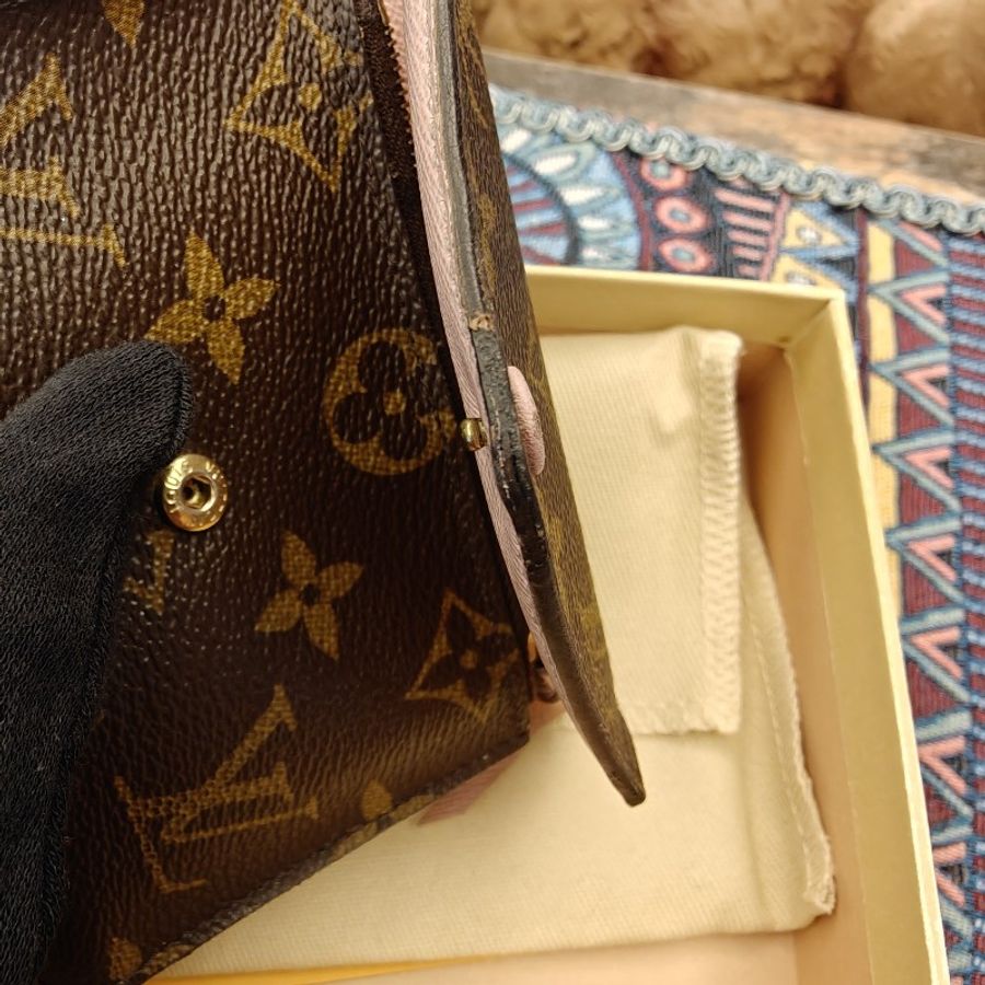 🔥Louis Vuitton LV 老花 信封 粉紅 錢包 皮夾 短夾 銀包 散紙包 零錢格 wallet-26