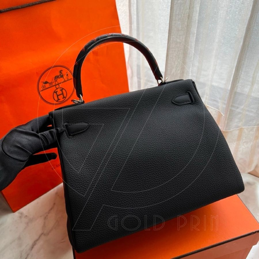 🖤 Hermès Kelly Au Galop 28 內縫 銀釦 黑色/藍靛藍 INDIGO/NOIR/CUIVRE Togo 皮革/Box 小牛皮/ Chevre myzore 山羊皮-21
