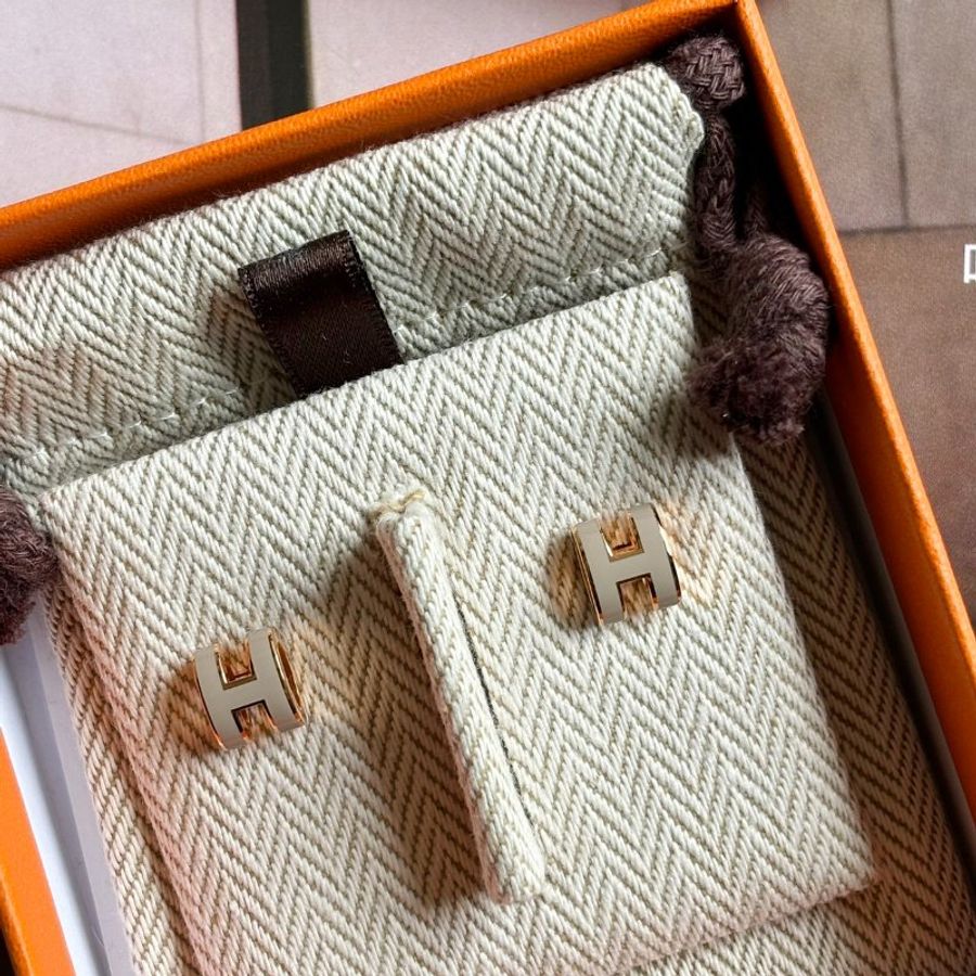 ::HERMES:: MINI POP H 栗子色耳環-1