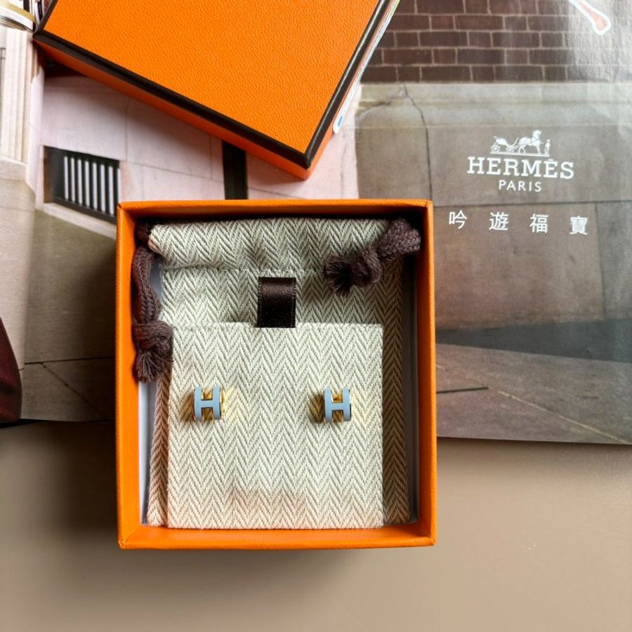 ::HERMES:: MINI POP H 寶寶藍色耳環-0