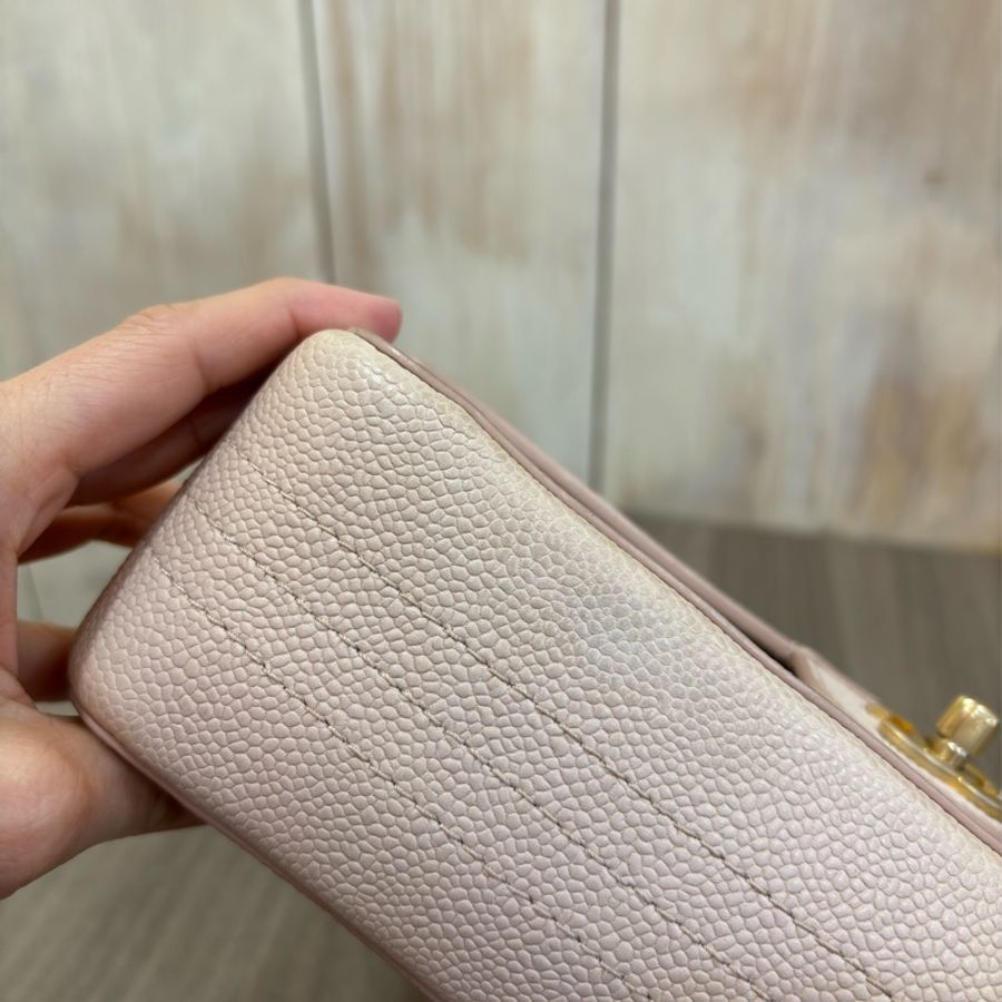 CHANEL A01112 粉膚 膚色 荔枝皮 金鍊 25 COCO 肩背包 斜背包 CF-23