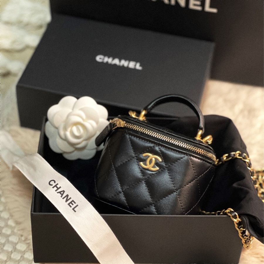 Chanel 提把小盒子 霧金-0