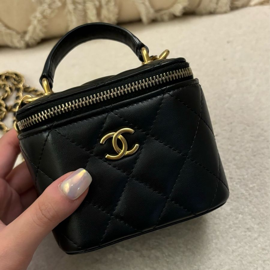 Chanel 提把小盒子 霧金-5