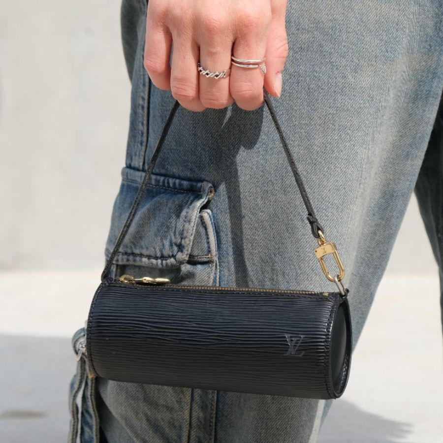 LOUIS VUITTON Epi Soufflot 黒色金扣小手挽袋 |日本中古 Vintage-2