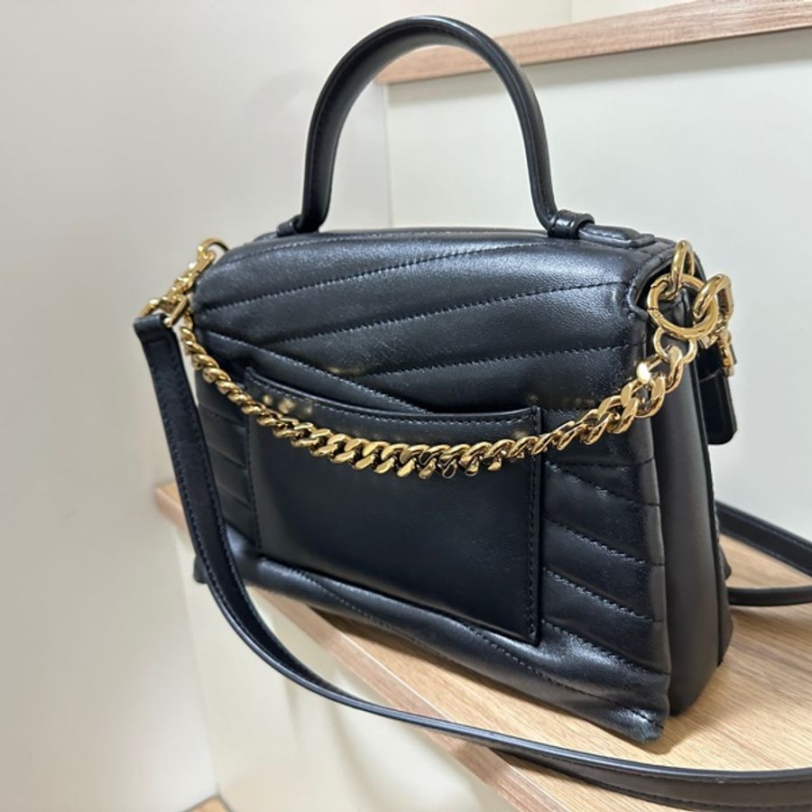【限時特價】 ToryBurch 黑金 山形紋手提/斜背兩用包-8
