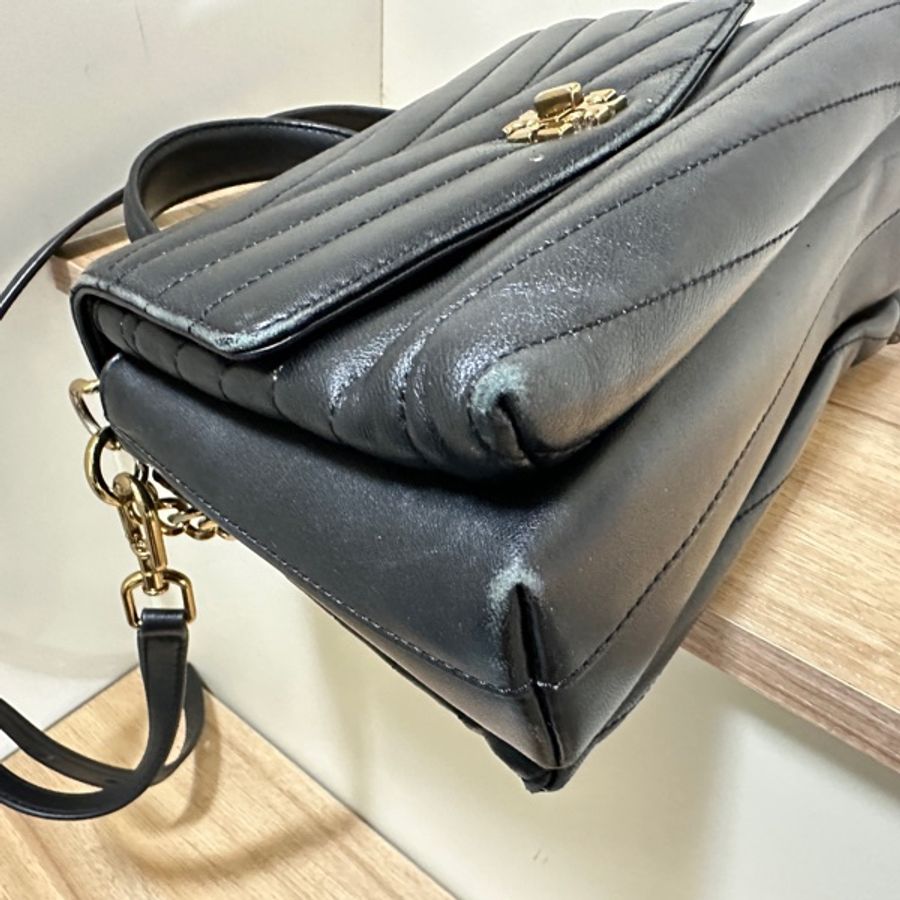 【限時特價】 ToryBurch 黑金 山形紋手提/斜背兩用包-11
