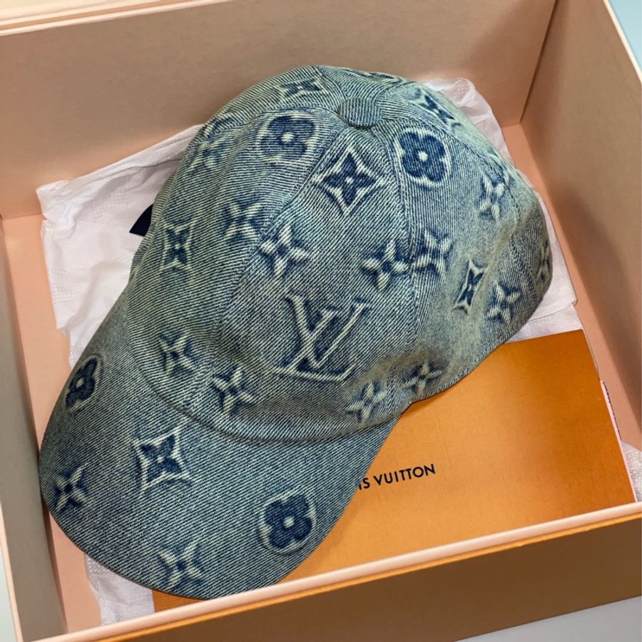 降價⚠️99新⚠️ Louis Vuitton Monogram Washed Denim 棒球帽 M7156M-0