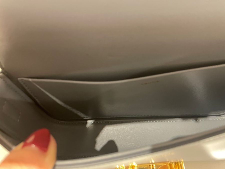 全新正品CELINE Triomphe SHOULDER BAG 霧霾藍凱旋門亮面牛皮肩下腋下包(購於網紅陳卉 林襄)可優惠-11