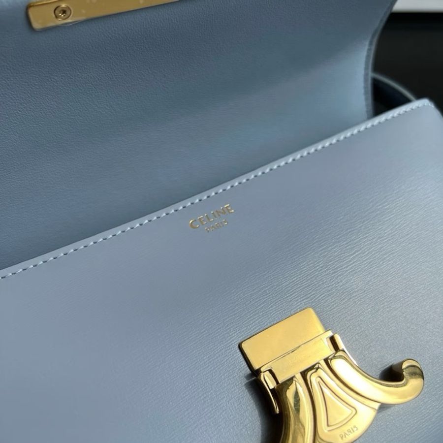 全新正品CELINE Triomphe SHOULDER BAG 霧霾藍凱旋門亮面牛皮肩下腋下包(購於網紅陳卉 林襄)可優惠-6