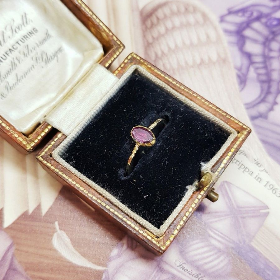 ~ antique jewelry ~喬治王朝時期橢圓石榴石戒-1