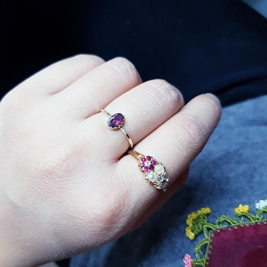 ~ antique jewelry ~喬治王朝時期橢圓石榴石戒-7
