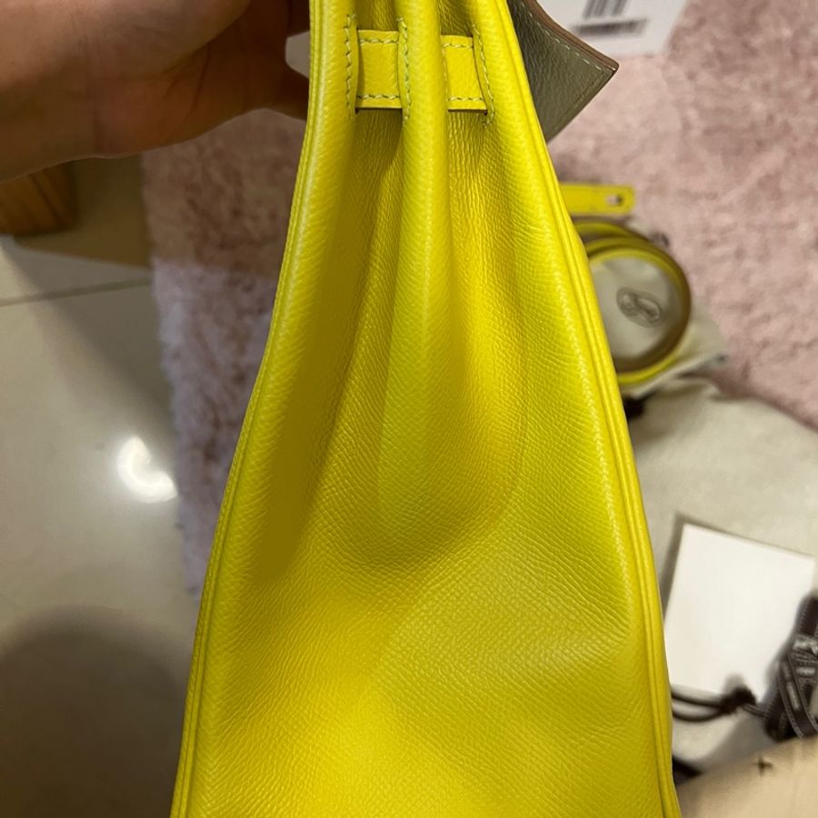 Hermes Kelly 35 拼色限量版🔥檸檬黃內拼珍珠灰🔥Limited Edition Bi-colur-10