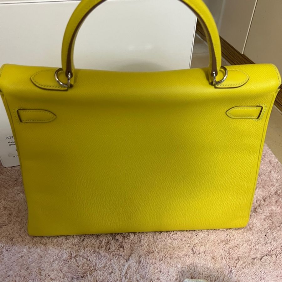 Hermes Kelly 35 拼色限量版🔥檸檬黃內拼珍珠灰🔥Limited Edition Bi-colur-11