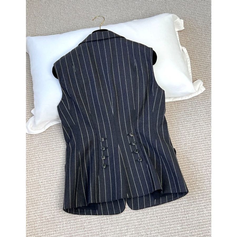 ARMANI COLLEZIONI 鐵灰條紋西裝背心-3