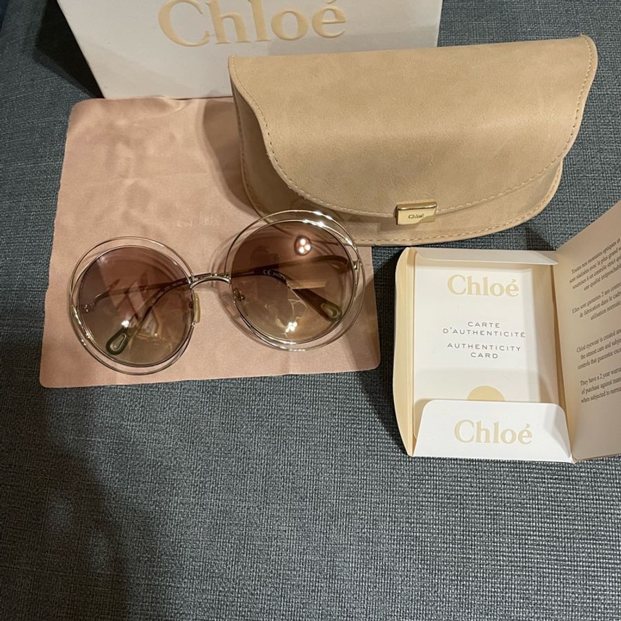 Chloe 鏤空金屬圓框太陽眼鏡💕孫芸芸同款💕小臉神器🥰金色-1