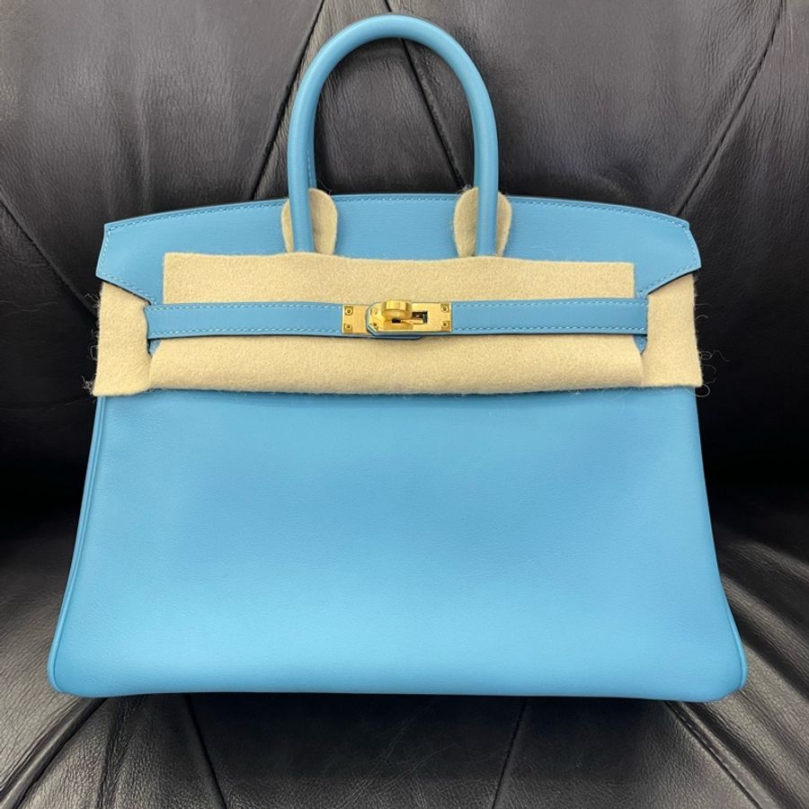 Hermes birkin 25 7N 糖果藍金扣-0