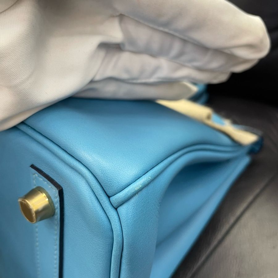 Hermes birkin 25 7N 糖果藍金扣-2