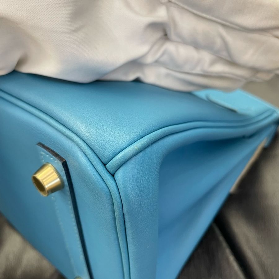 Hermes birkin 25 7N 糖果藍金扣-3