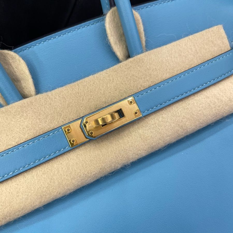 Hermes birkin 25 7N 糖果藍金扣-6