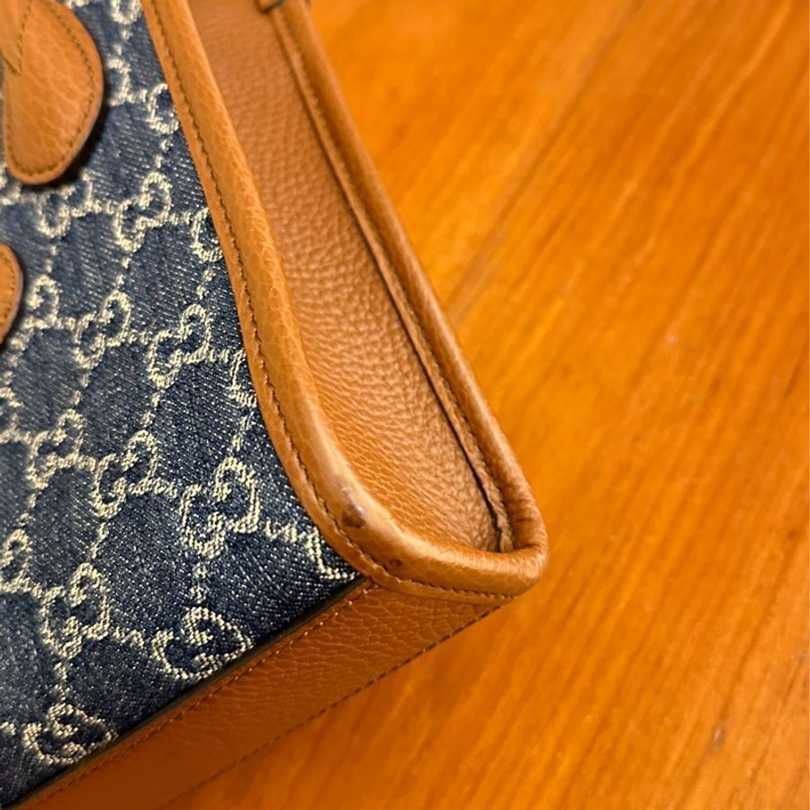 GUCCI 藍丹寧咖邊琴譜包-5