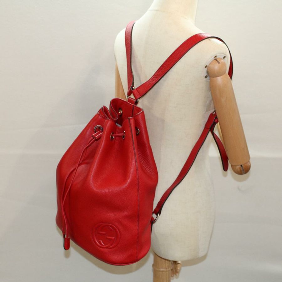 【日本直送】GUCCI Soho 背包 皮革 紅色 368588 正品 fm2801-19