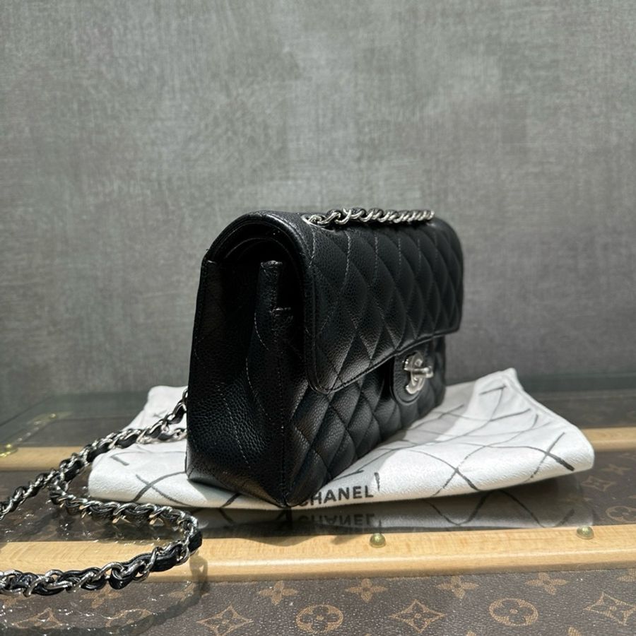 CHANEL CF 黑銀荔枝牛 小號-1