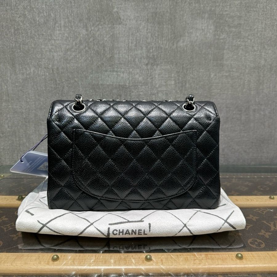 CHANEL CF 黑銀荔枝牛 小號-2