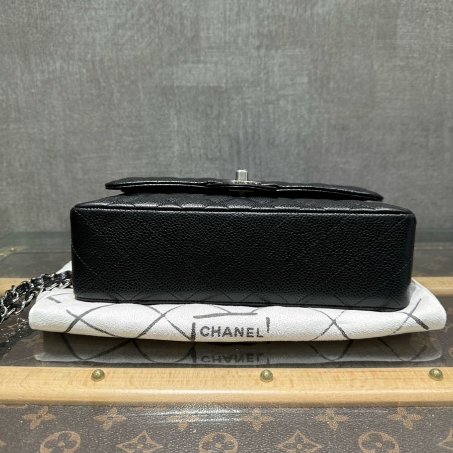 CHANEL CF 黑銀荔枝牛 小號-4