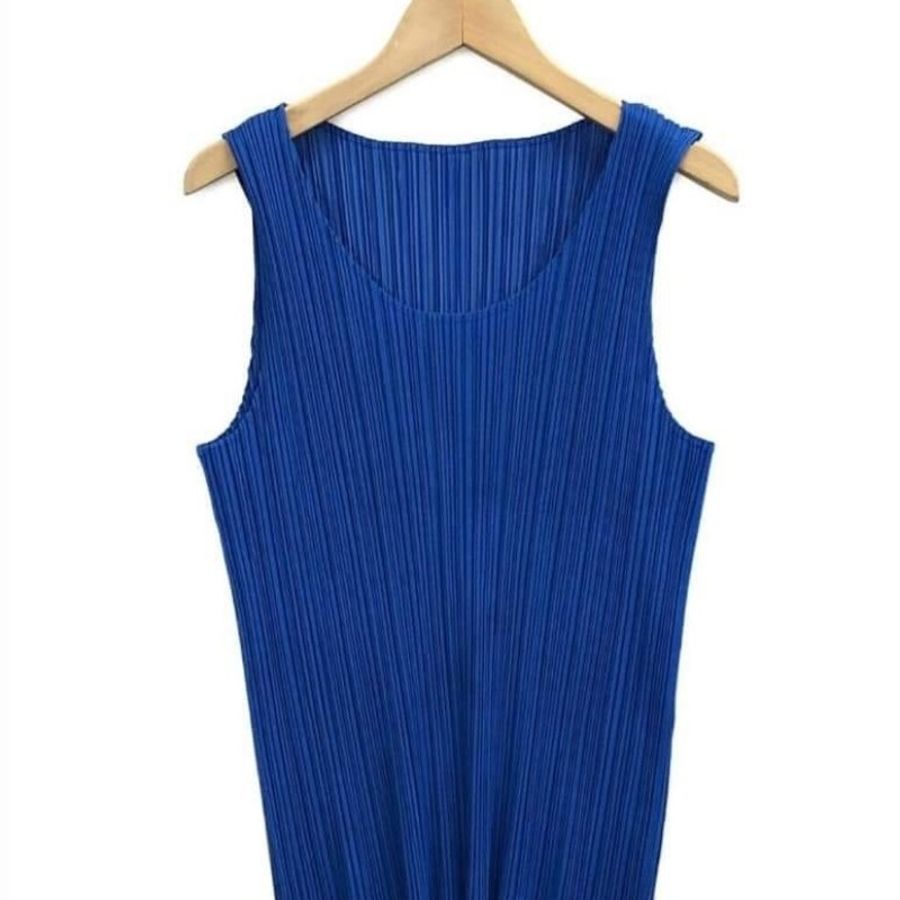 三宅一生Pleats please 寶藍色背心上衣3號-4
