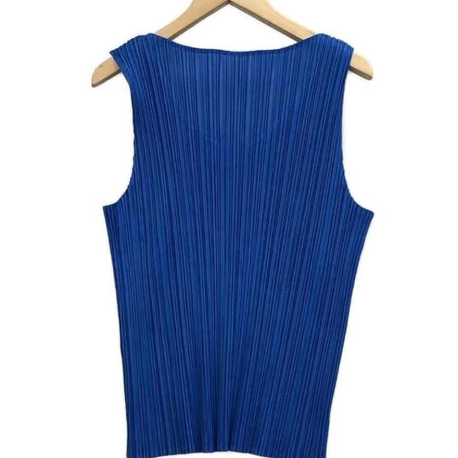 三宅一生Pleats please 寶藍色背心上衣3號-9