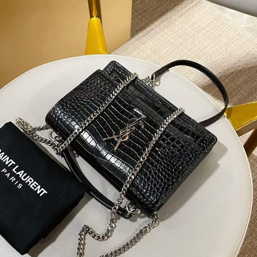 YSL Sunset Croc-embossed 日落包 鱷魚壓紋 小號-1