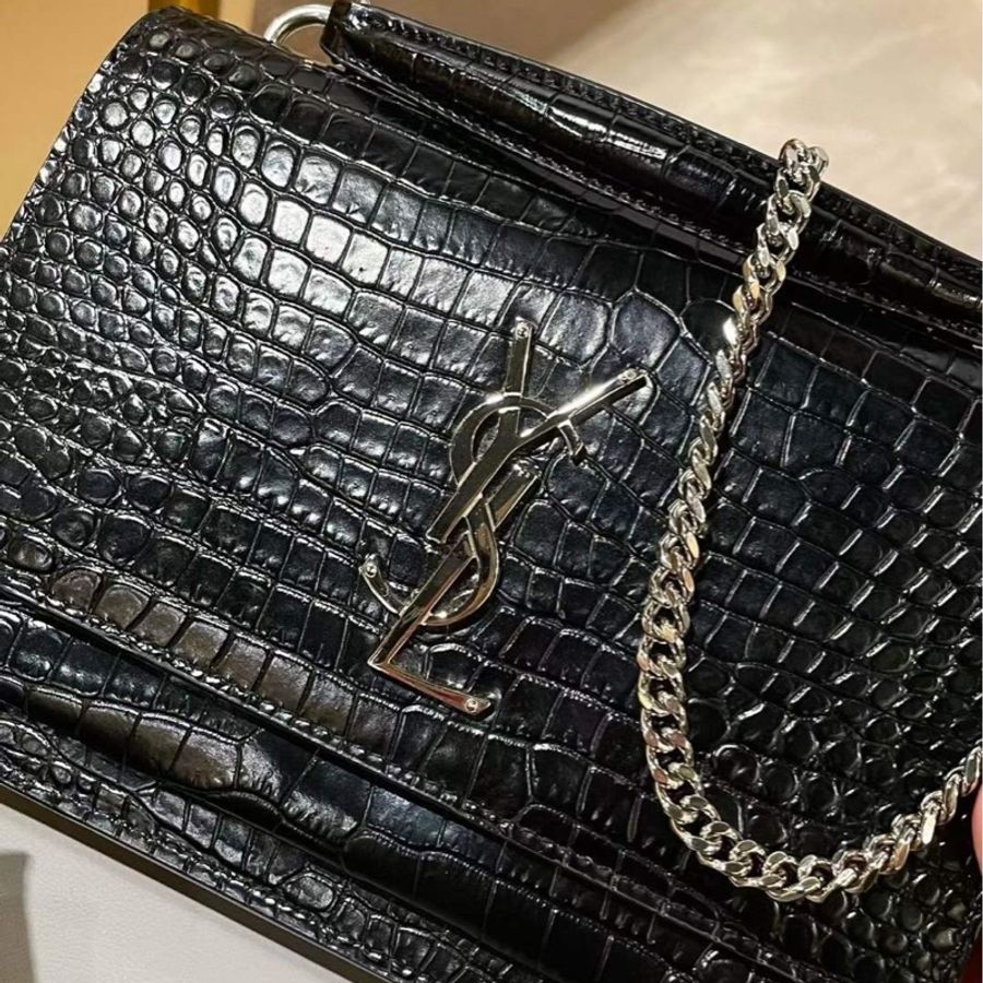 YSL Sunset Croc-embossed 日落包 鱷魚壓紋 小號-2