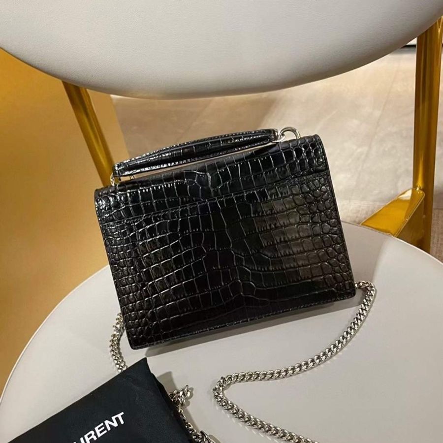 YSL Sunset Croc-embossed 日落包 鱷魚壓紋 小號-3