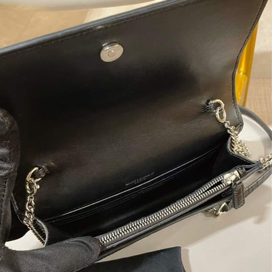 YSL Sunset Croc-embossed 日落包 鱷魚壓紋 小號-4