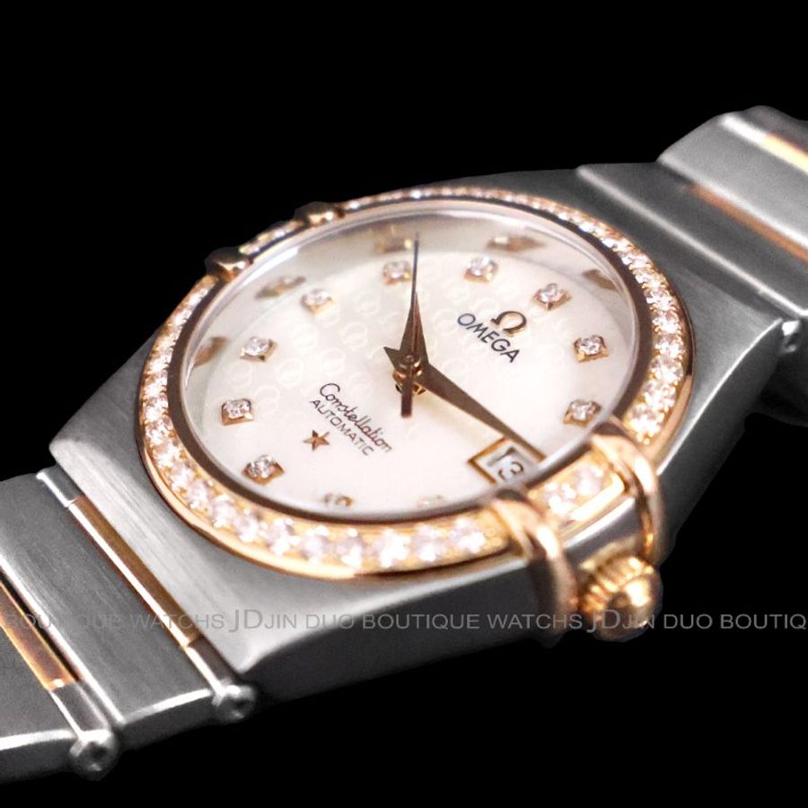 金鐸精品~2333 OMEGA 歐米茄 constellation 星座系列 50周年款 玫瑰金珍珠母貝面 自動上鍊女用鑽錶-4
