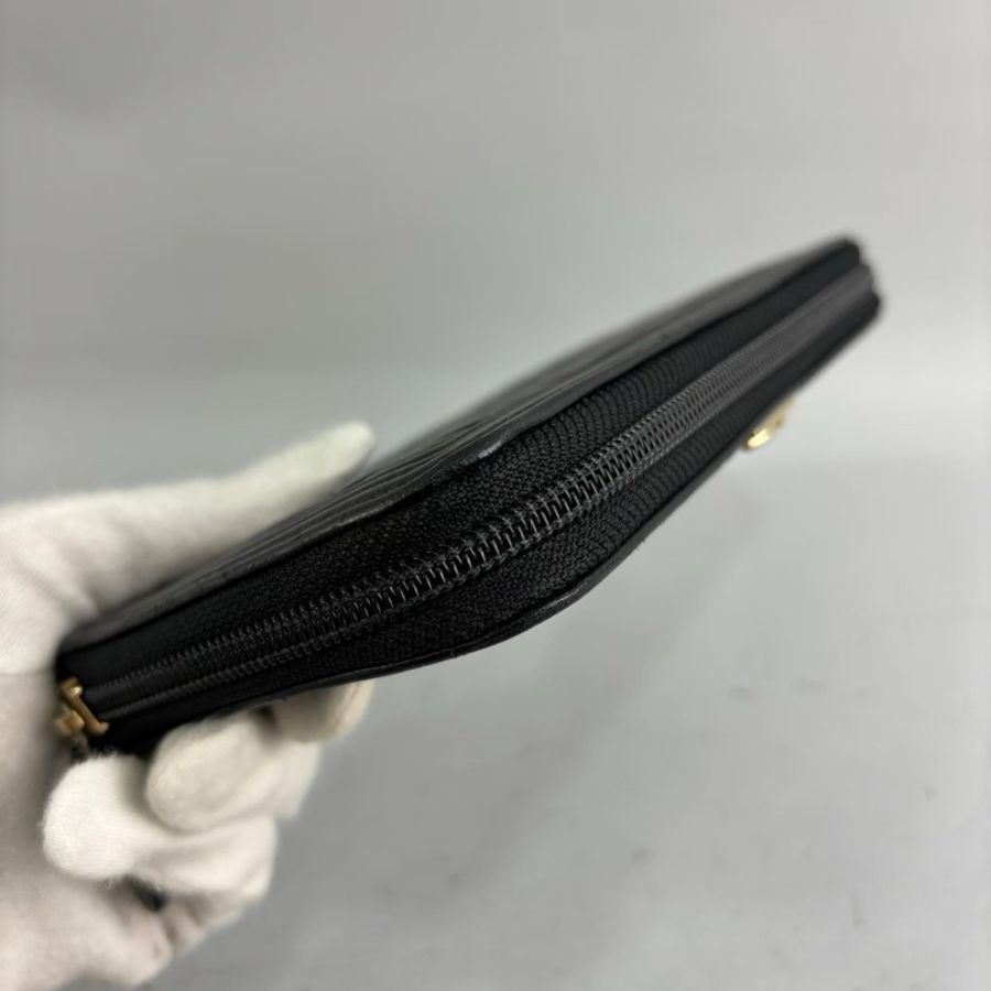 Chanel 黑金羊皮經典Boy拉鍊長夾 Coco長夾-9