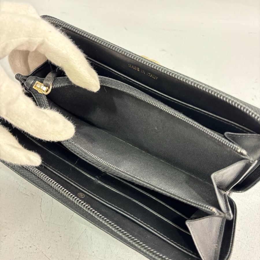 Chanel 黑金羊皮經典Boy拉鍊長夾 Coco長夾-17